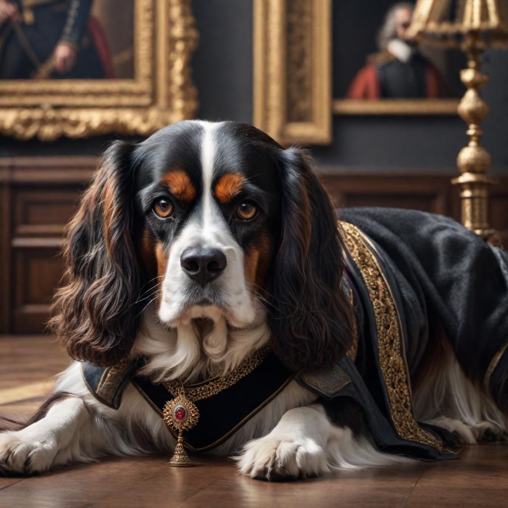  King Charles portrait, painting in a realistic style, high quality 4k resolution. hyperrealistic, full body, detailed clothing, highly detailed, cinematic lighting, stunningly beautiful, intricate, sharp focus, f/1. 8, 85mm, (centered image composition), (professionally color graded), ((bright soft diffused light)), volumetric fog, trending on instagram, trending on tumblr, HDR 4K, 8K