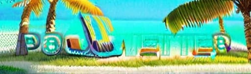  Tropical pool landscape, palm trees, clear blue water, lounge chairs, sunny sky, vibrant colors, digital art ar 16:9, ((masterpiece)), ((best quality)), (detailed)