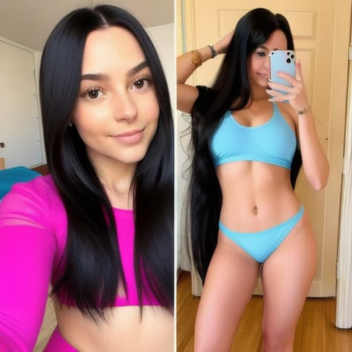  exactly same room, exactly same selfie position, exactly same position, exactly same young woman, exactly same long black hair, totally