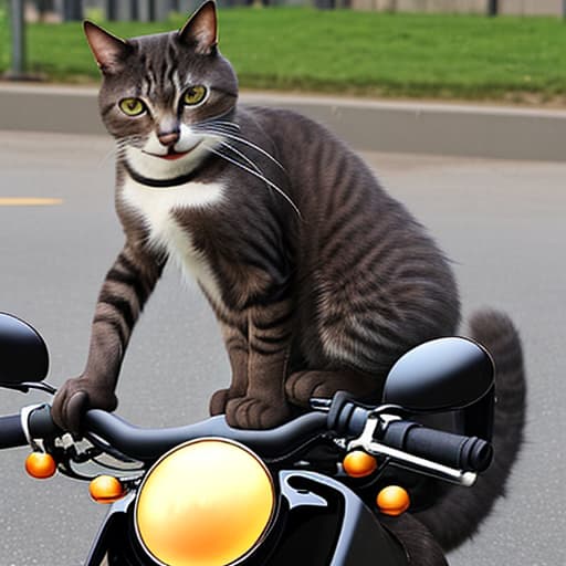  A cat riding a motorcycle