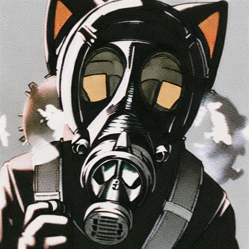  Scientist furry using gas mask