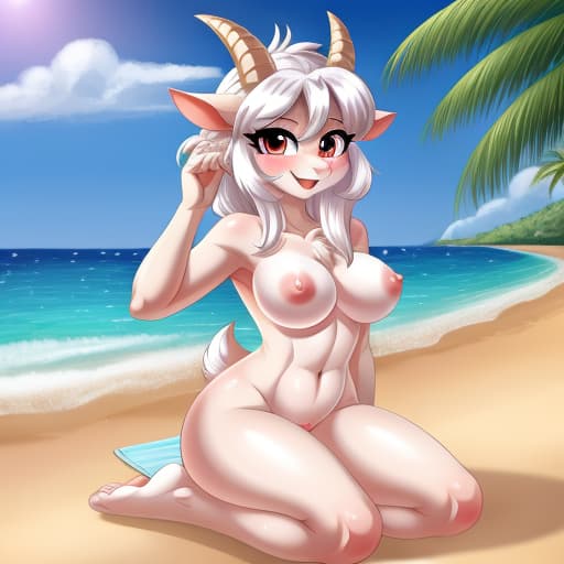  Goat Lucifer by alfa995, full body, blush, beach, pussy, open eyes, digital art, masterpiece, 4k, fine details,