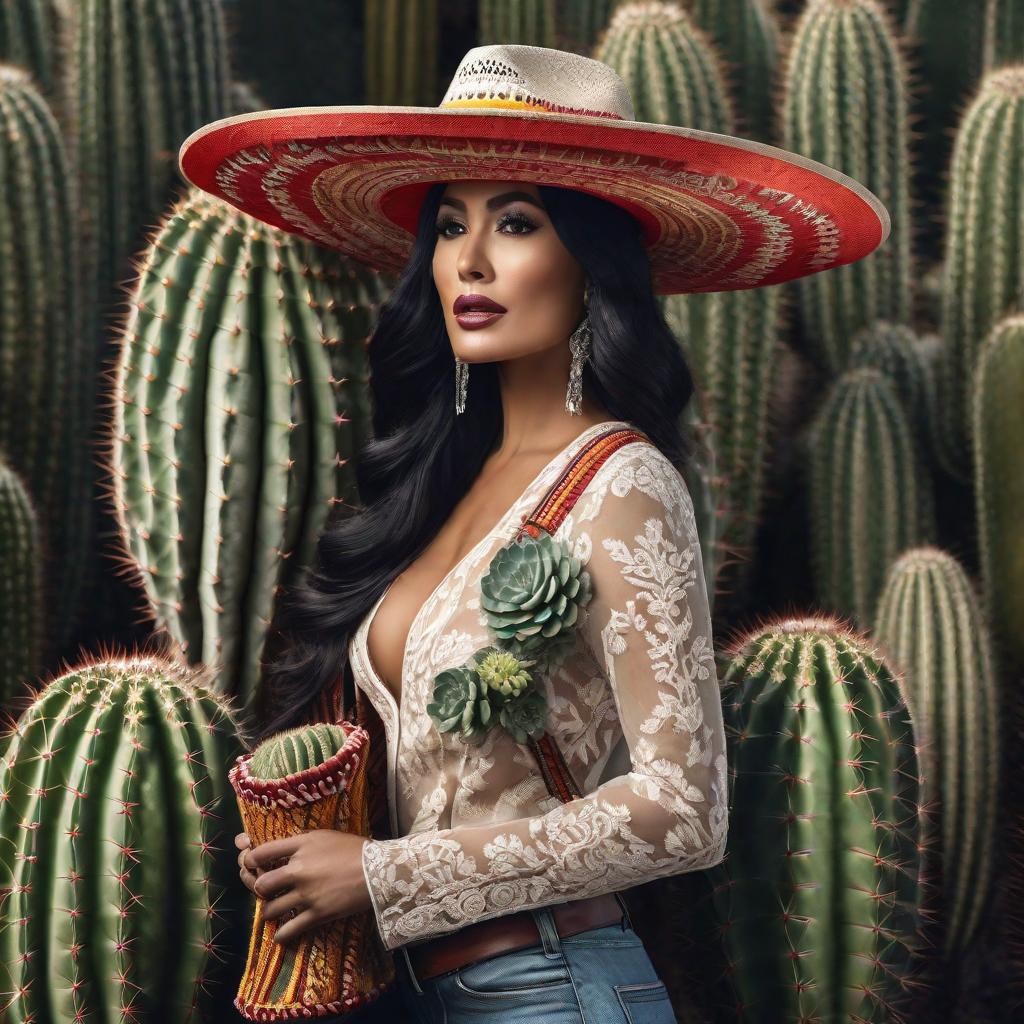  Un sombrero vueltiao sobre un acordeon rodeado de cactus y flores hyperrealistic, full body, detailed clothing, highly detailed, cinematic lighting, stunningly beautiful, intricate, sharp focus, f/1. 8, 85mm, (centered image composition), (professionally color graded), ((bright soft diffused light)), volumetric fog, trending on instagram, trending on tumblr, HDR 4K, 8K