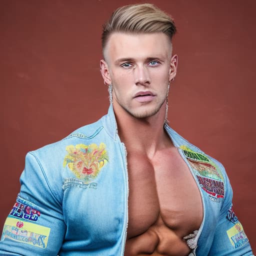 portrait+ style Russian IFBB queer blonde hunk dude face