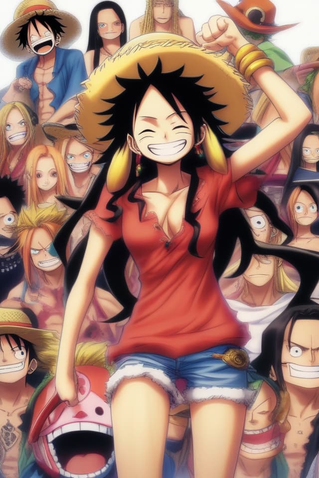  One piece, long hair, smile, cute