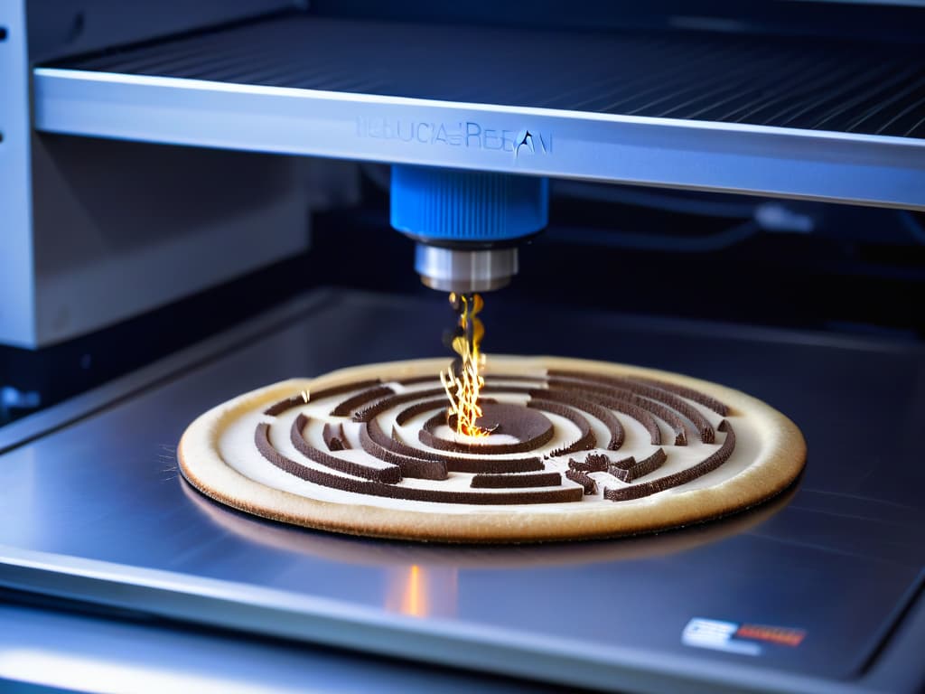  A highresolution, ultradetailed image of a sleek, modern laser cutting machine intricately crafting a custom cookie cutter from stainless steel. The laser beam is precisely cutting through the metal, creating a unique and intricate design with sparks flying in a controlled, futuristic setting. The overall scene is minimalistic, with a focus on the precision and advanced technology involved in creating personalized cookie cutters. hyperrealistic, full body, detailed clothing, highly detailed, cinematic lighting, stunningly beautiful, intricate, sharp focus, f/1. 8, 85mm, (centered image composition), (professionally color graded), ((bright soft diffused light)), volumetric fog, trending on instagram, trending on tumblr, HDR 4K, 8K