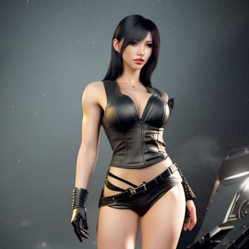  tifa lockhart hyperrealistic, full body, detailed clothing, highly detailed, cinematic lighting, stunningly beautiful, intricate, sharp focus, f/1. 8, 85mm, (centered image composition), (professionally color graded), ((bright soft diffused light)), volumetric fog, trending on instagram, trending on tumblr, HDR 4K, 8K