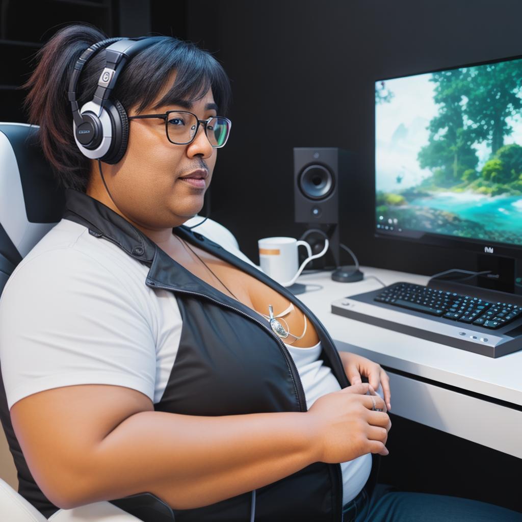  raccoon sitting in gaming chair front a computer on desktop, ((semi anthropomorphic)),(full body), tail, belly, sitting, fat, (chubby), (((white background))), solo, desktop, gaming chair, side view,  [[[clothes]]] hyperrealistic, full body, detailed clothing, highly detailed, cinematic lighting, stunningly beautiful, intricate, sharp focus, f/1. 8, 85mm, (centered image composition), (professionally color graded), ((bright soft diffused light)), volumetric fog, trending on instagram, trending on tumblr, HDR 4K, 8K