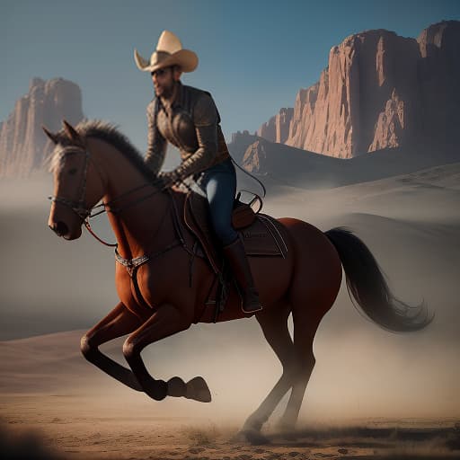  Photo of a guy in jeans and boots on a horse in the desert against a background of cacti, by Andrew McCarthy, Navaneeth Unnikrishnan, Manuel Dietrich, photo realistic, 8 k, cinematic lighting, hd, atmospheric, hyperdetailed, trending on artstation, deviantart, photography, glow effect hyperrealistic, full body, detailed clothing, highly detailed, cinematic lighting, stunningly beautiful, intricate, sharp focus, f/1. 8, 85mm, (centered image composition), (professionally color graded), ((bright soft diffused light)), volumetric fog, trending on instagram, trending on tumblr, HDR 4K, 8K