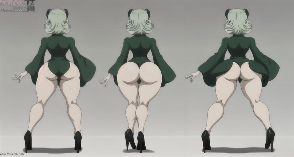  4k, Anime , 4k, ghibli Anime, detailed animation , tatsumaki view from behind, toned curvy legs, huge ass, walking pose, bare legs, heels