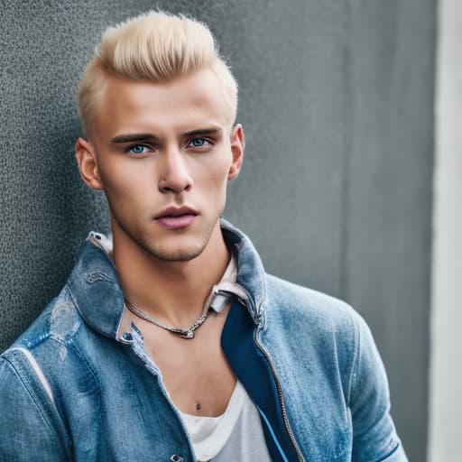 portrait+ style russian queer fitness model blonde very cute dude face