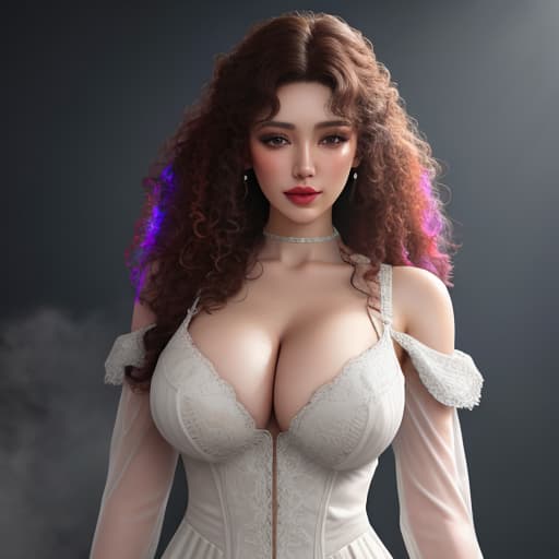  Cute girl with curly hair hyperrealistic, full body, detailed clothing, highly detailed, cinematic lighting, stunningly beautiful, intricate, sharp focus, f/1. 8, 85mm, (centered image composition), (professionally color graded), ((bright soft diffused light)), volumetric fog, trending on instagram, trending on tumblr, HDR 4K, 8K