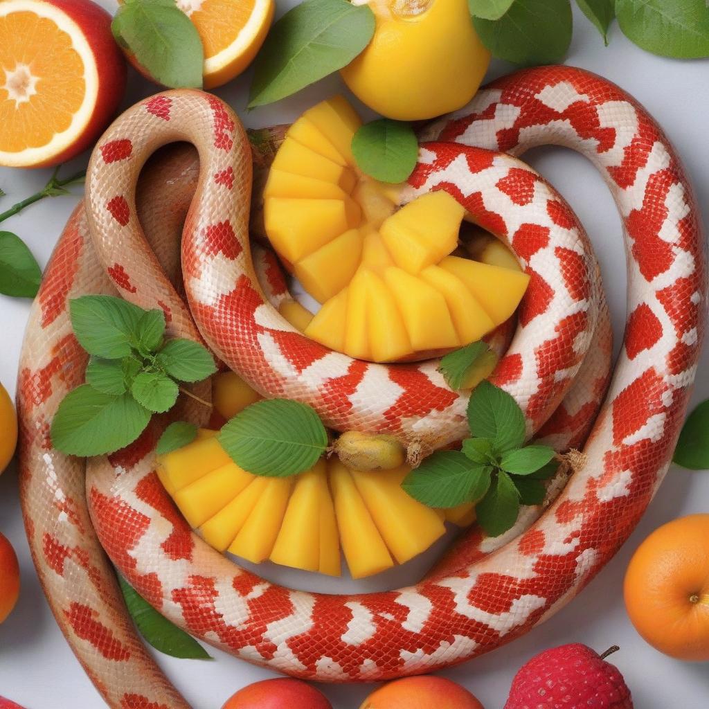  You need a photo: a snake and a fruit