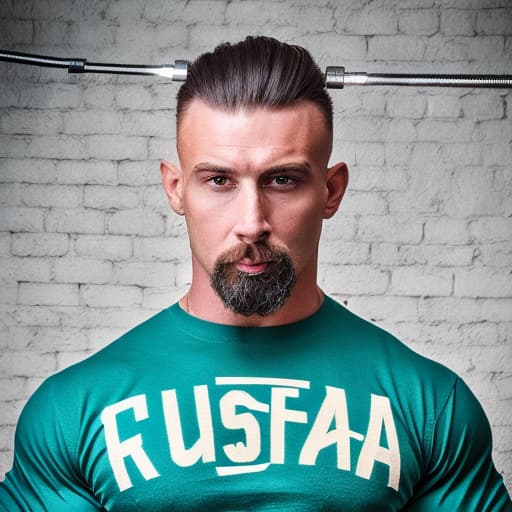 portrait+ style Russian queer IFBB trainer hunk dilf dude face