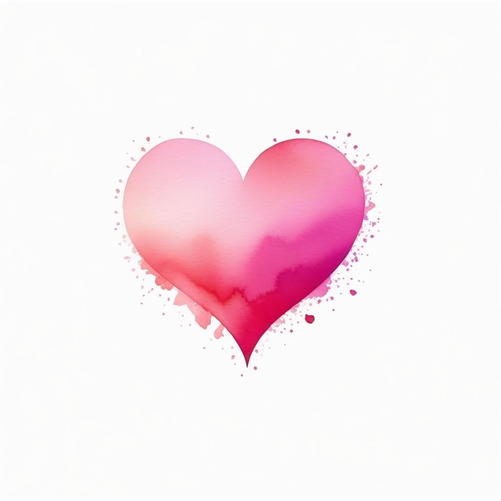  watercolor style, logo of a heart, pink gradient colors, white background