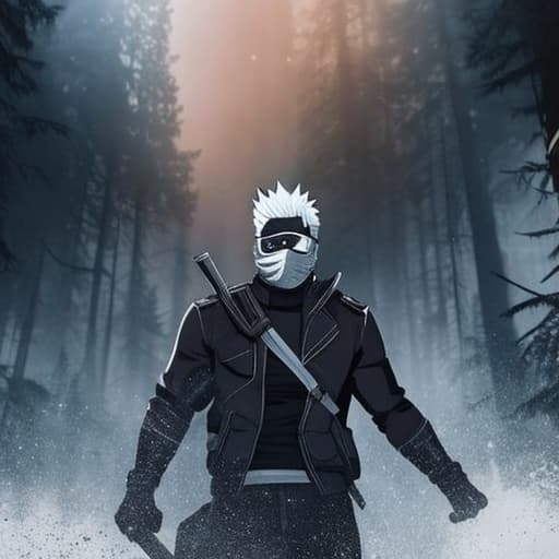 vectorartz Kakashi hyperrealistic, full body, detailed clothing, highly detailed, cinematic lighting, stunningly beautiful, intricate, sharp focus, f/1. 8, 85mm, (centered image composition), (professionally color graded), ((bright soft diffused light)), volumetric fog, trending on instagram, trending on tumblr, HDR 4K, 8K