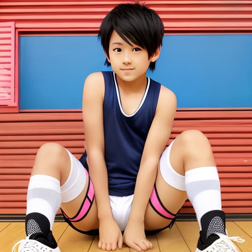  Long high socks Tank top Cute sixth grade hot pants Japanese boy