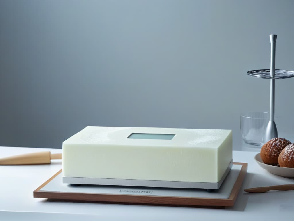  An ultradetailed image of a sleek, modern kitchen counter adorned with precisely arranged rows of highend baking tools like precision scales, pastry brushes, piping bags, and intricate fondant molds. The tools are gleaming under the soft glow of spotlights, casting subtle shadows on the immaculate marble surface. Each item is strategically placed to convey a sense of order and precision, with a minimalist aesthetic that exudes sophistication and professionalism. The image captures the essence of advanced pastry craftsmanship and serves as a visual representation of the indispensable tools for a modern baker. hyperrealistic, full body, detailed clothing, highly detailed, cinematic lighting, stunningly beautiful, intricate, sharp focus, f/1. 8, 85mm, (centered image composition), (professionally color graded), ((bright soft diffused light)), volumetric fog, trending on instagram, trending on tumblr, HDR 4K, 8K