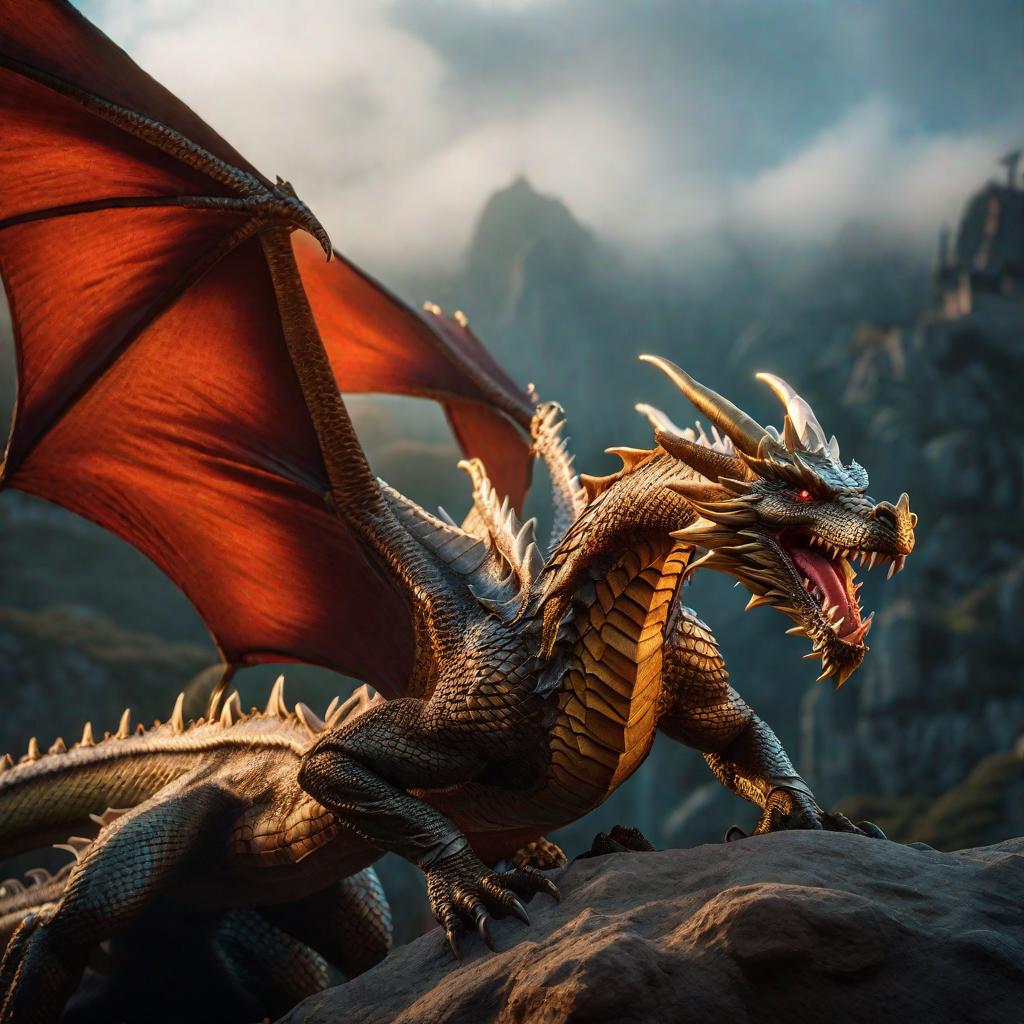  dragon multiplication hyperrealistic, full body, detailed clothing, highly detailed, cinematic lighting, stunningly beautiful, intricate, sharp focus, f/1. 8, 85mm, (centered image composition), (professionally color graded), ((bright soft diffused light)), volumetric fog, trending on instagram, trending on tumblr, HDR 4K, 8K