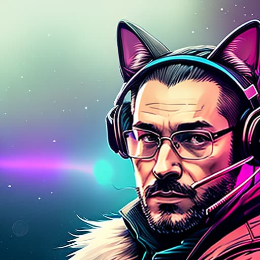 nvinkpunk Realistic image of a cat wearing headphones and reading glasses while riding a bus., 4k hyperrealistic, full body, detailed clothing, highly detailed, cinematic lighting, stunningly beautiful, intricate, sharp focus, f/1. 8, 85mm, (centered image composition), (professionally color graded), ((bright soft diffused light)), volumetric fog, trending on instagram, trending on tumblr, HDR 4K, 8K