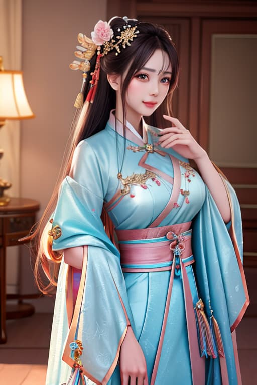  best quality, masterpiece, highres, 1girl,blush,(seductive smile:0.8),star shaped pupils,china hanfu,hair ornament,necklace, jewelry,Beautiful face,upon body, tyndall effect,photorealistic, dark studio, rim lighting, two tone lighting,(high detailed skin:1.2), 8k uhd, dslr, soft lighting, high quality, volumetric lighting, candid, Photograph, high resolution, 4k, 8k, Bokeh hyperrealistic, full body, detailed clothing, highly detailed, cinematic lighting, stunningly beautiful, intricate, sharp focus, f/1. 8, 85mm, (centered image composition), (professionally color graded), ((bright soft diffused light)), volumetric fog, trending on instagram, trending on tumblr, HDR 4K, 8K