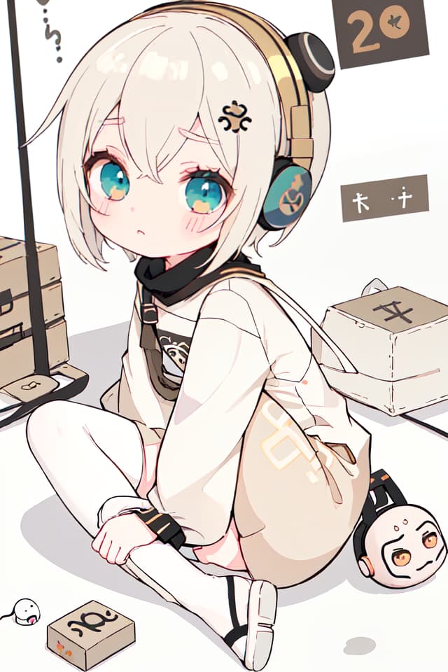  Cute, neutral, subculture, 🤍, ️🩵, 🎧, white, mini character