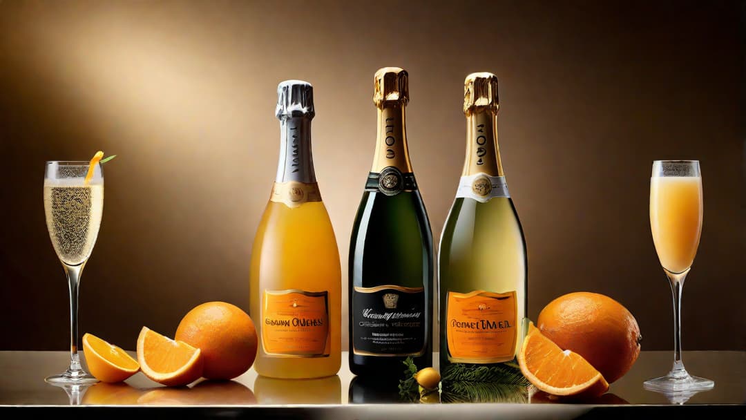  Create an image that depicts a variety of champagne bottles and orange juice, positioned in an elegant setting, to visually represent the article "What Champagne Goes with Mimosas". hyperrealistic, full body, detailed clothing, highly detailed, cinematic lighting, stunningly beautiful, intricate, sharp focus, f/1. 8, 85mm, (centered image composition), (professionally color graded), ((bright soft diffused light)), volumetric fog, trending on instagram, trending on tumblr, HDR 4K, 8K