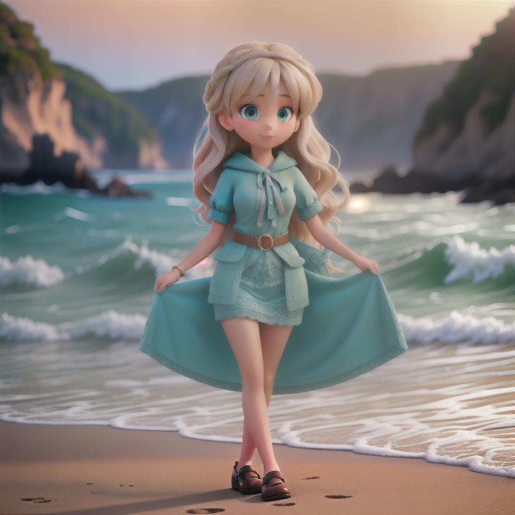  Girl on the beach hyperrealistic, full body, detailed clothing, highly detailed, cinematic lighting, stunningly beautiful, intricate, sharp focus, f/1. 8, 85mm, (centered image composition), (professionally color graded), ((bright soft diffused light)), volumetric fog, trending on instagram, trending on tumblr, HDR 4K, 8K