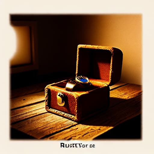  (best quality:1.5),(realistic:1.0), a ring in the rusty old box, dim light