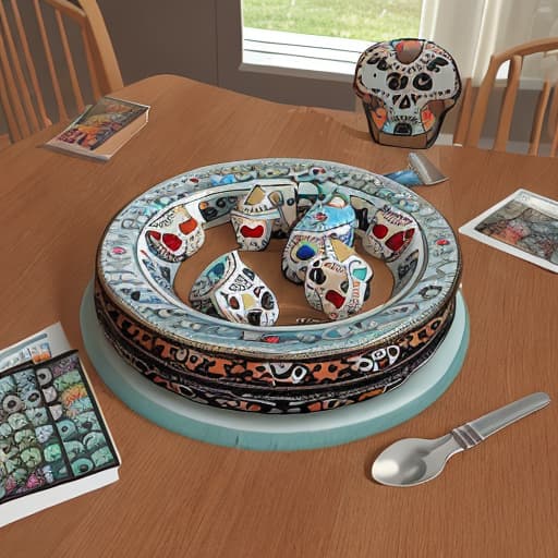  mesa con calaveras y cuadernos