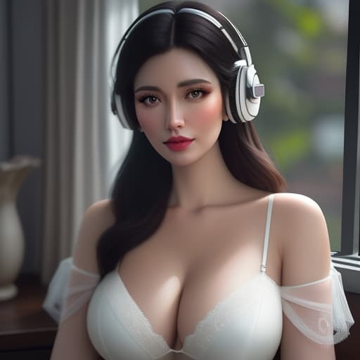  analog style, best quality, gorgeous young Swiss sitting by window with headphones on, , soft lips, beach hair, octane render, unreal engine, photograph, realistic skin texture, photorealistic, hyper realism, highly detailed, 85mm portrait photography, award winning, hard rim lighting photography, inserted in hee  hyperrealistic, full body, detailed clothing, highly detailed, cinematic lighting, stunningly beautiful, intricate, sharp focus, f/1. 8, 85mm, (centered image composition), (professionally color graded), ((bright soft diffused light)), volumetric fog, trending on instagram, trending on tumblr, HDR 4K, 8K