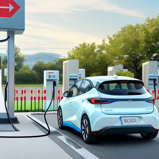  Description of an electric vehicle charging station scene, brochures and safety notes and precautions,