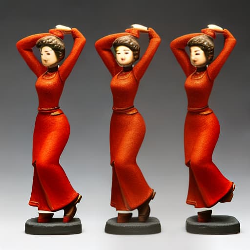  Dancing sleeved terracotta figurines,