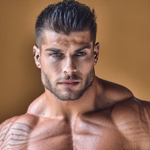 portrait+ style muscle 2.0 queer fitness model brunette hunk dude face