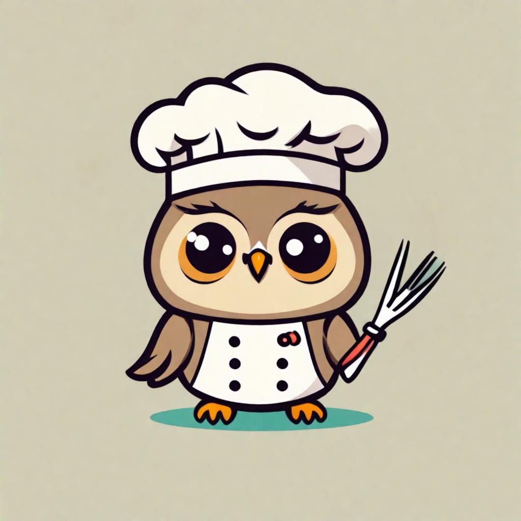  cute owl chef icon