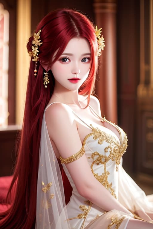  (:1.4), beautiful young laying on , wearing skimpy nightgown, red hair, major age showing. , masterpiece, (detailed face), (detailed clothes), f/1.4, ISO 200, 1/160s, 4K, unedited, symmetrical balance, in-frame, masterpiece, perfect lighting, (beautiful face), (detailed face), (detailed clothes), 1 , (woman), 4K, ultrarealistic, unedited, symmetrical balance, in-frame