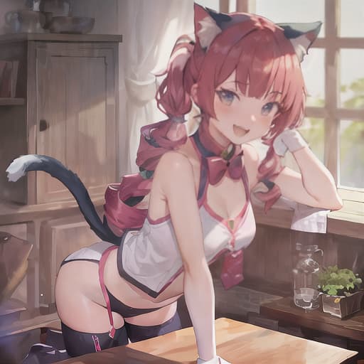  master piece , best quality,Cat ears, female, delirious, twin tailed