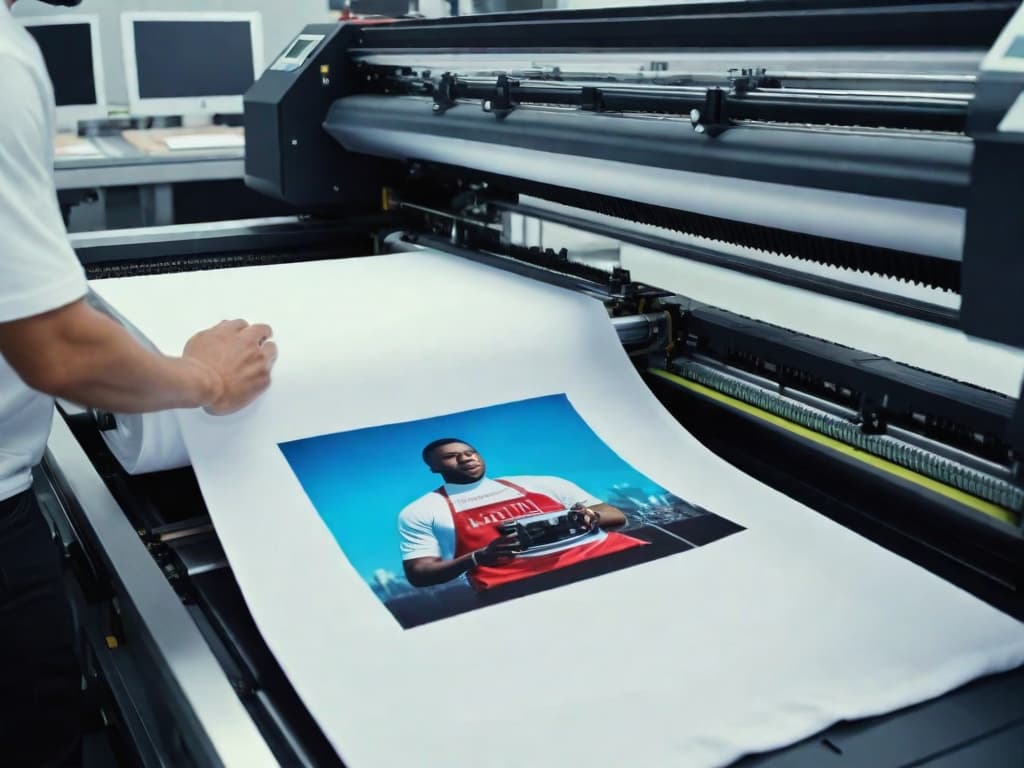  realistic photograph of an examples of a t shirt being printed, 4k, no people