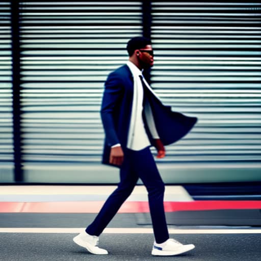 wa-vy style A handsome black and handsome young man walks down the street and ignores people standing on the side of the road yelling at him. hyperrealistic, full body, detailed clothing, highly detailed, cinematic lighting, stunningly beautiful, intricate, sharp focus, f/1. 8, 85mm, (centered image composition), (professionally color graded), ((bright soft diffused light)), volumetric fog, trending on instagram, trending on tumblr, HDR 4K, 8K