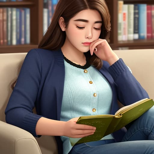  Handsome girl who reads quietly,