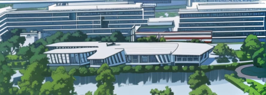  Company facade,a clean and crisp anime illustration with bold outlines, smooth shading,cell shaded, crisp ,flat colors, and a minimalistic background.