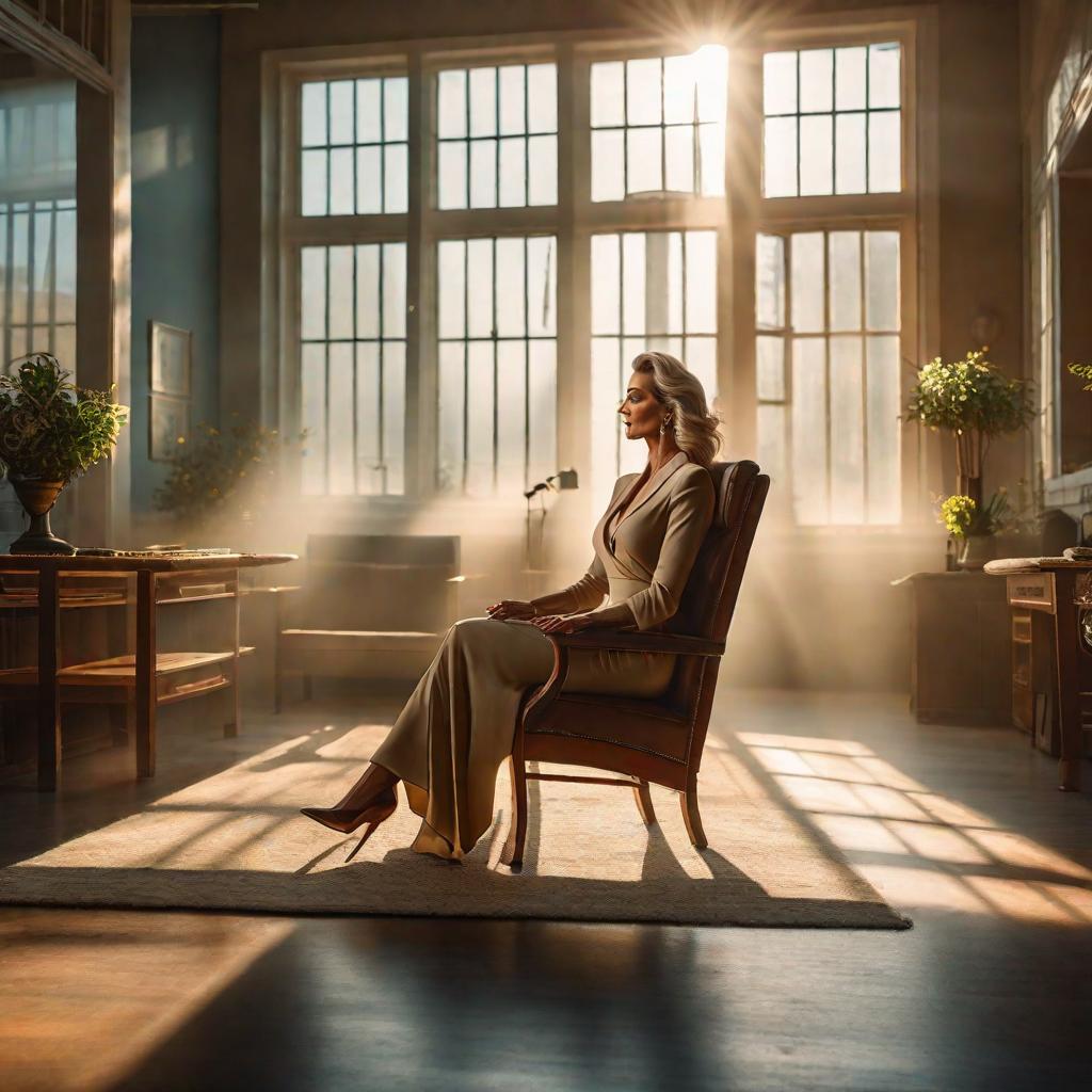  sunny morning in therapy center hyperrealistic, full body, detailed clothing, highly detailed, cinematic lighting, stunningly beautiful, intricate, sharp focus, f/1. 8, 85mm, (centered image composition), (professionally color graded), ((bright soft diffused light)), volumetric fog, trending on instagram, trending on tumblr, HDR 4K, 8K