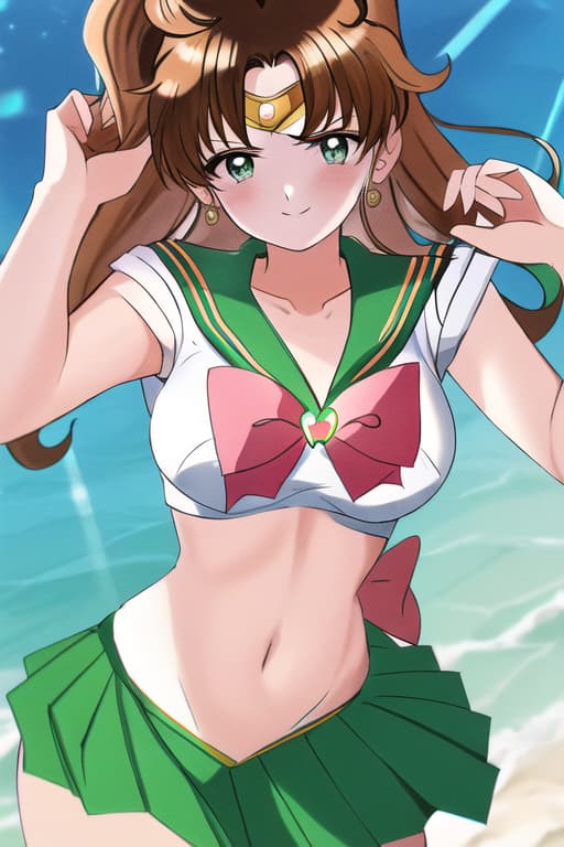  bikini,(sailor jupiter:1.3), (masterpiece), (highest quality), (intricate), (high detail)