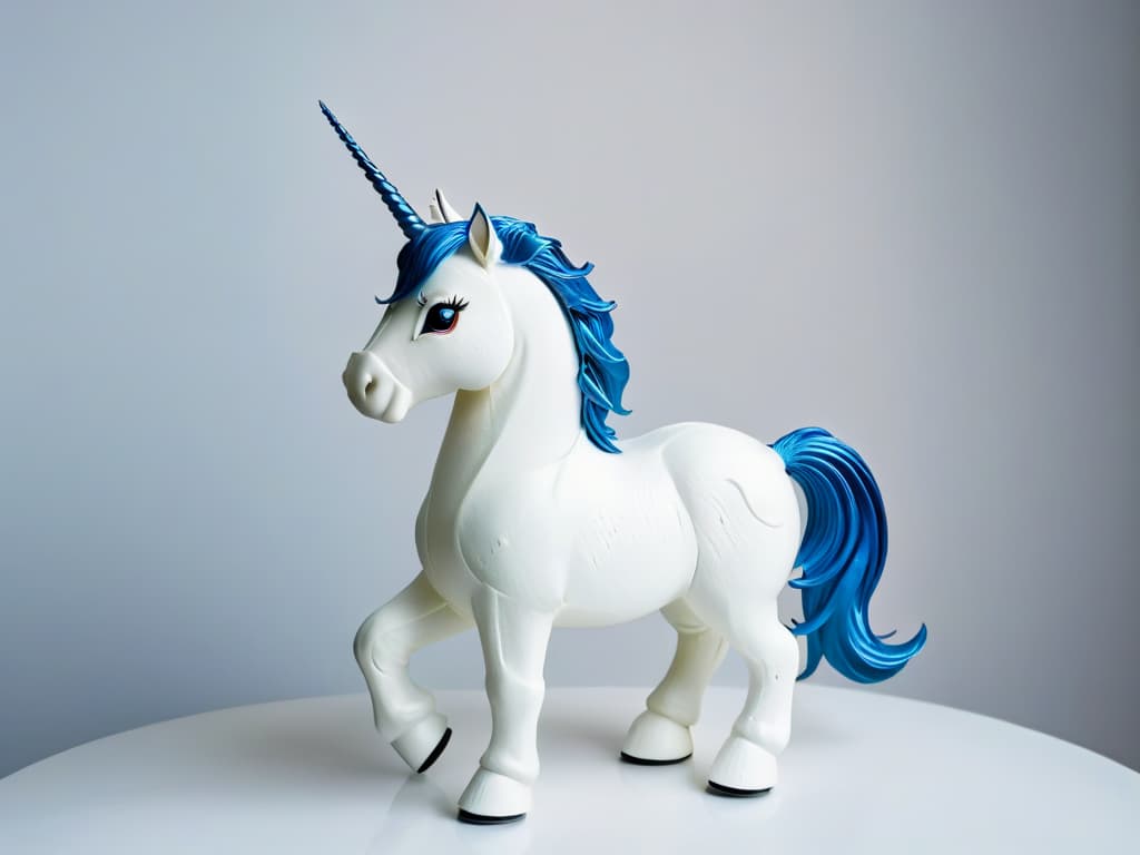  An intricately crafted sugar sculpture of a majestic unicorn, standing tall and proud with delicate details and a shimmering finish, set against a simple, elegant white background. The unicorn's mane flows gracefully, and its horn glistens in the light, showcasing the artistry and skill of sugar sculpting. hyperrealistic, full body, detailed clothing, highly detailed, cinematic lighting, stunningly beautiful, intricate, sharp focus, f/1. 8, 85mm, (centered image composition), (professionally color graded), ((bright soft diffused light)), volumetric fog, trending on instagram, trending on tumblr, HDR 4K, 8K