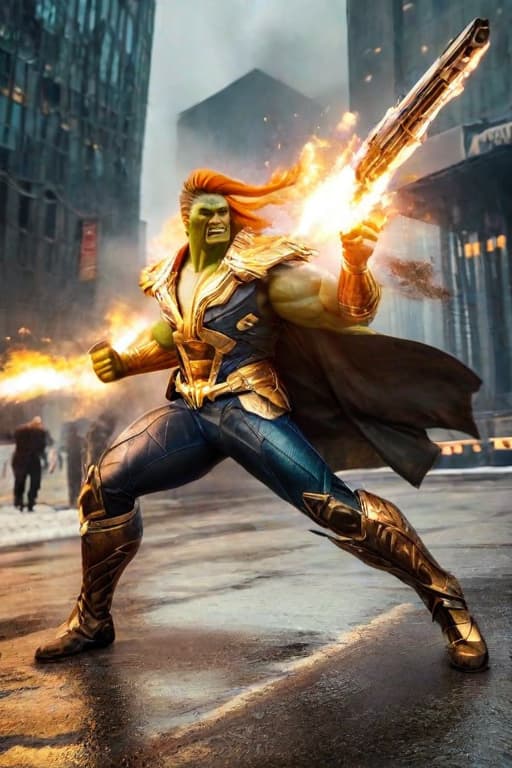  Hulk,Avengers Alliance hyperrealistic, full body, detailed clothing, highly detailed, cinematic lighting, stunningly beautiful, intricate, sharp focus, f/1. 8, 85mm, (centered image composition), (professionally color graded), ((bright soft diffused light)), volumetric fog, trending on instagram, trending on tumblr, HDR 4K, 8K