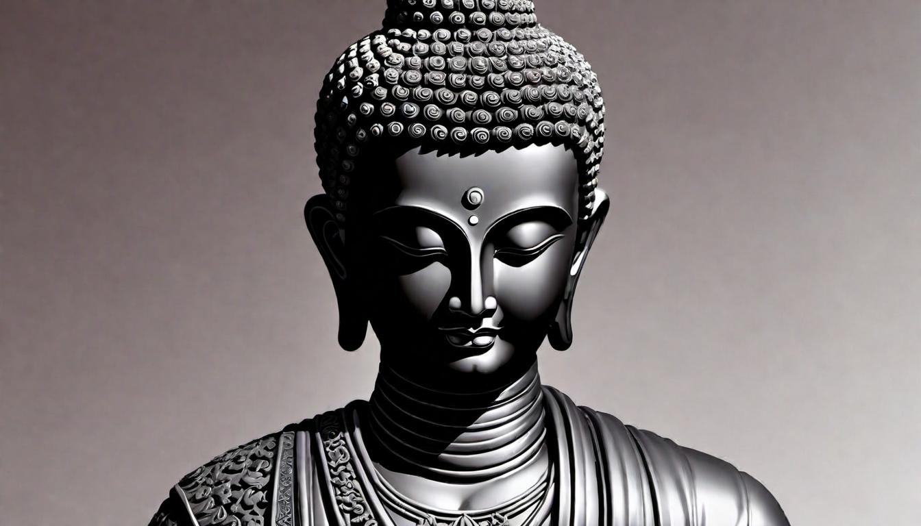  digital illustration, Siddhartha, poised between two extremes, moderate posture, balanced scale symbol, serene background, calm and introspective mood, looking at viewer, dynamic pose, (intricate details, masterpiece, best quality)