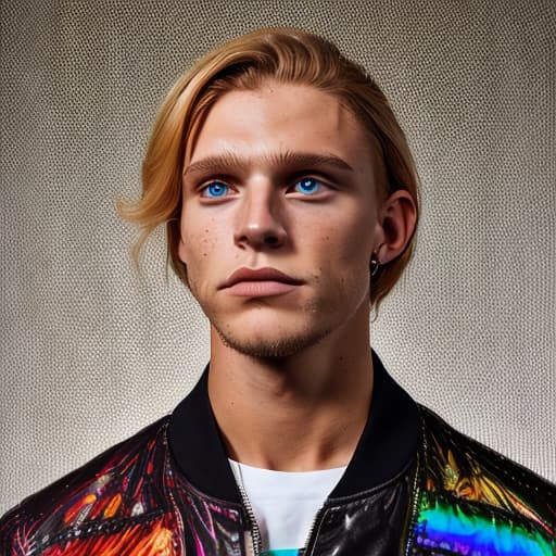 portrait+ style IFBB queer blonde hunk Dorian dude face