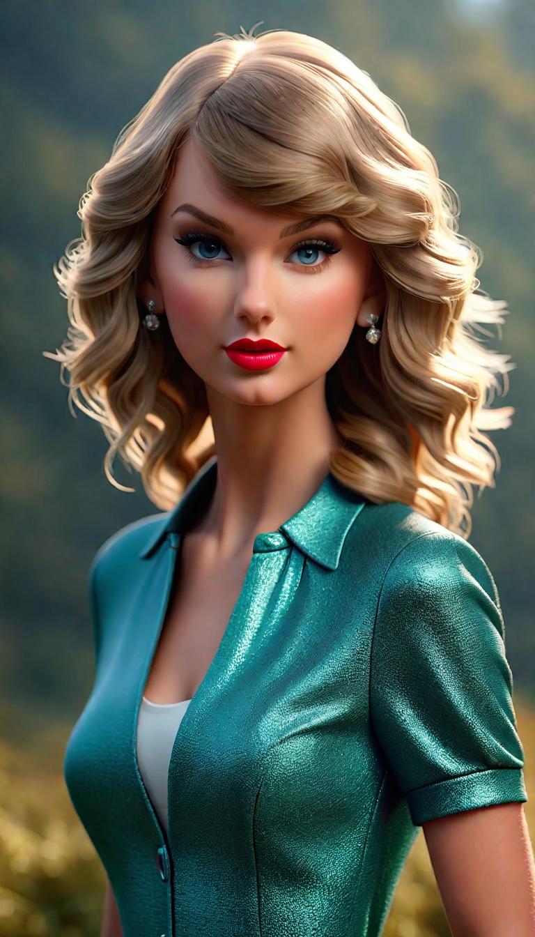  Professional 3D model of Taylor Swift . Rendered with Octane, the model is highly detailed,dramatic lighting. hyperrealistic, full body, detailed clothing, highly detailed, cinematic lighting, stunningly beautiful, intricate, sharp focus, f/1. 8, 85mm, (centered image composition), (professionally color graded), ((bright soft diffused light)), volumetric fog, trending on instagram, trending on tumblr, HDR 4K, 8K