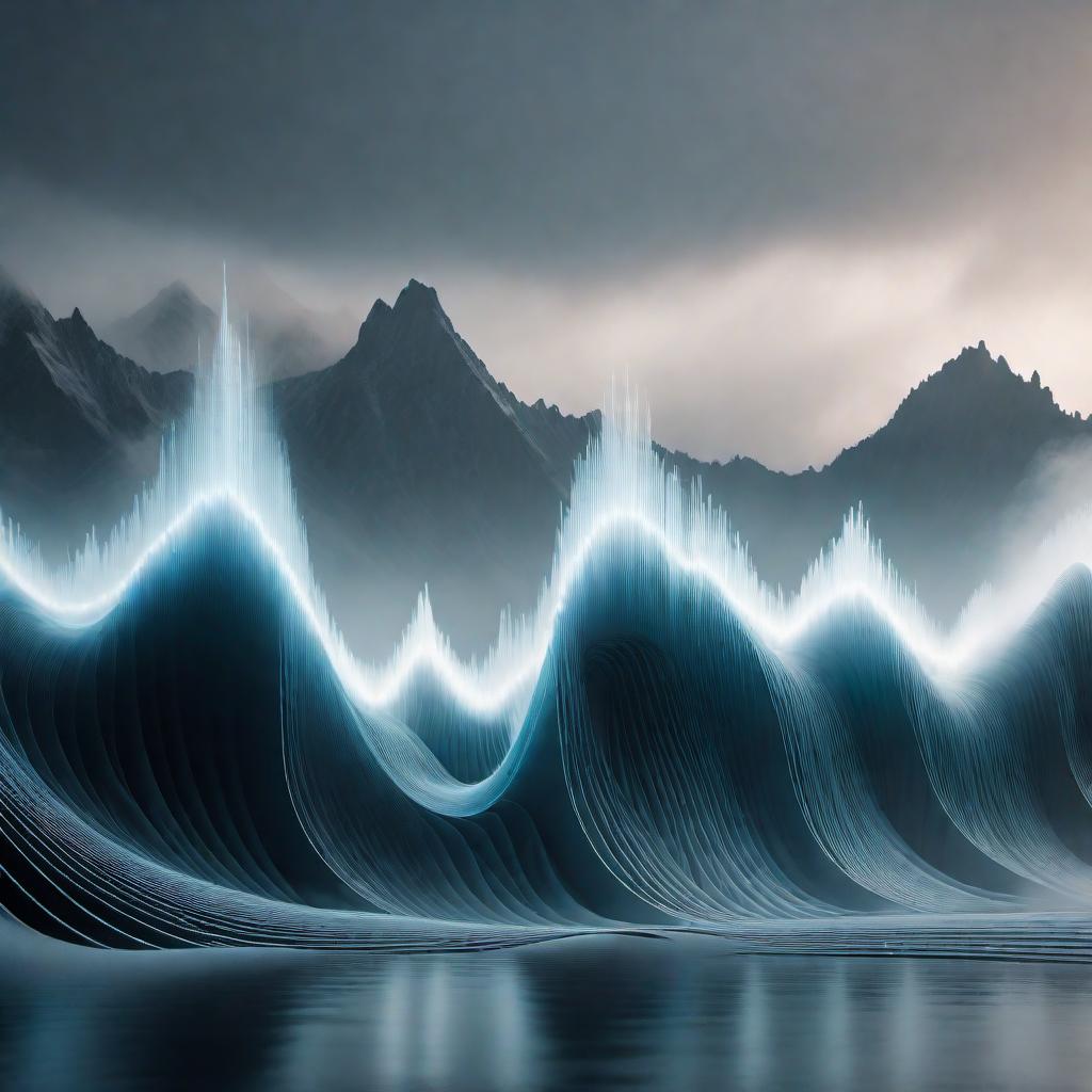  Generate an image of a 528Hz sound wave. hyperrealistic, full body, detailed clothing, highly detailed, cinematic lighting, stunningly beautiful, intricate, sharp focus, f/1. 8, 85mm, (centered image composition), (professionally color graded), ((bright soft diffused light)), volumetric fog, trending on instagram, trending on tumblr, HDR 4K, 8K