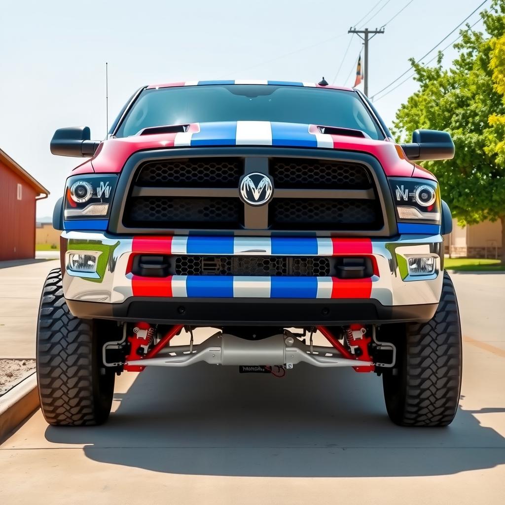  ram truck. lift kit. body mods. thin blue line american flag paint